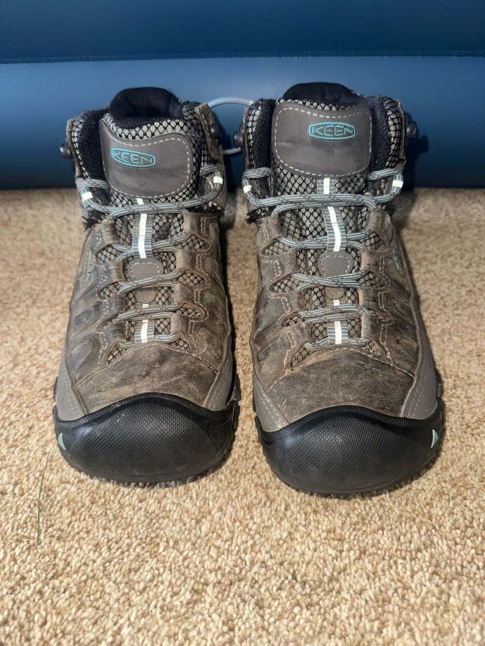 Keen Targhee III Mid Waterproof Hiking Boots Size 6.5 Magnet/Atlantic Blue